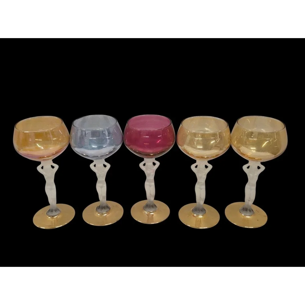 SET OF 5  BAYEL FRANCE PATTERN BACHANTE NUDE GLASSES